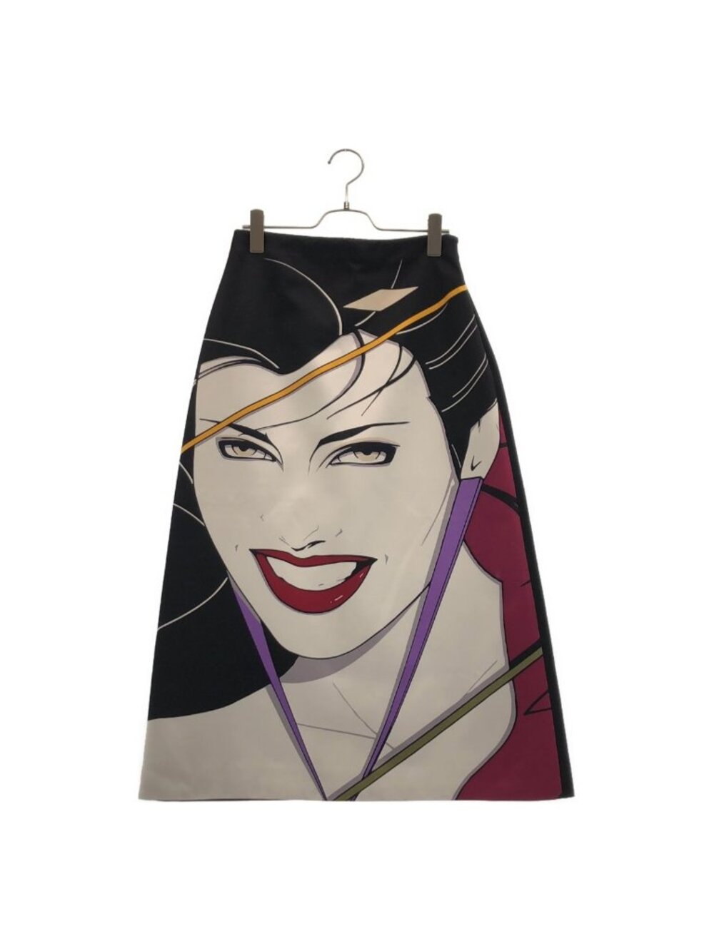 Gucci Patrick Nagel Art Print Flare Skirt Black 38